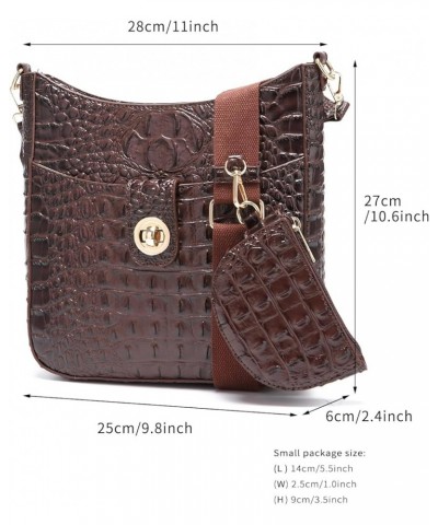 Ladies Tote Leather Bags for Women Crocodile Pattern Hand Bag Large Capacity Shoulder Purse Walnut Brown $43.68 Totes