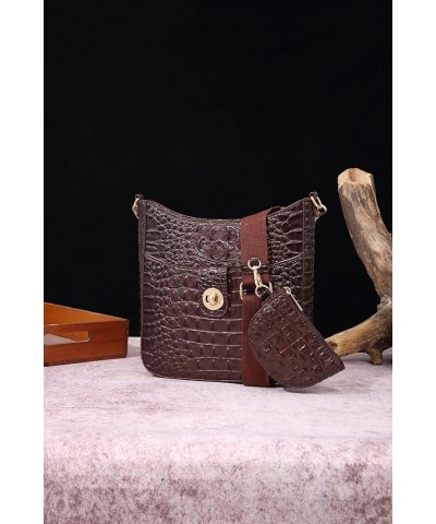 Ladies Tote Leather Bags for Women Crocodile Pattern Hand Bag Large Capacity Shoulder Purse Walnut Brown $43.68 Totes