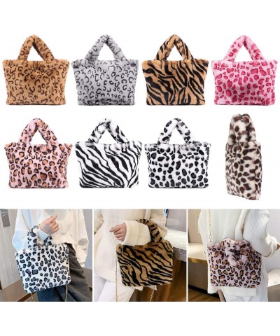 Cute Fuzzy Purse Y2K Fluffy Shoulder Bag Plush Furry Tote Bag Aesthetic Fairy Grunge Purse Y2K Accessories E10-brown Leopard ...