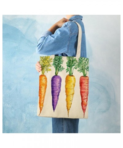 Cute Design Colored Carrots Canvas Tote Bag Carrot Easter Decor Farm Decorative Beach Bags Reusable Tote Bag Totebag-7 $11.52...