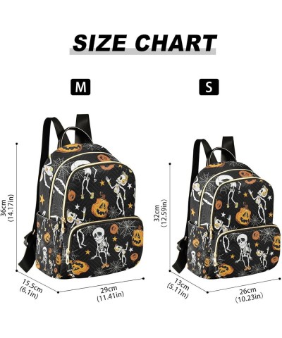 Halloween Women Backpack Pumpkin Dancing Skull Spider Web Anti-Theft Travel Backpack with Luggage Belt Durable Lightweight Ha...