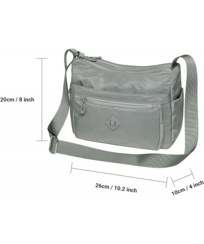 Women Crossbody Bag Handbag Lightweight Shoulder Purse Nylon Multi Pocket Crossbody Bag Ladies Travel Handbag 13-lightgrey $8...