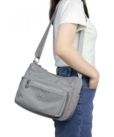 Women Crossbody Bag Handbag Lightweight Shoulder Purse Nylon Multi Pocket Crossbody Bag Ladies Travel Handbag 13-lightgrey $8...