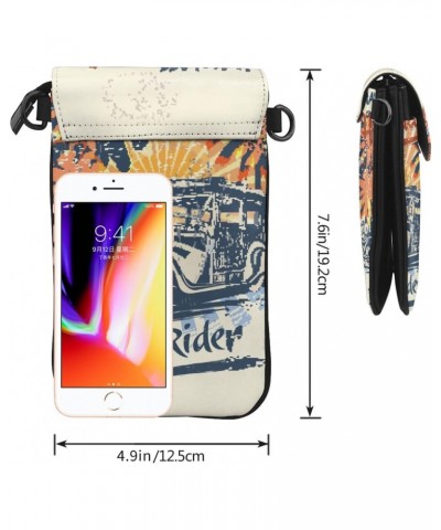 Sun Beach and Retro Woody Car Poster Small Flip Crossbody Bag Cell Phone Pouch for Women Wallet Bag Coin Purse $14.95 Crossbo...