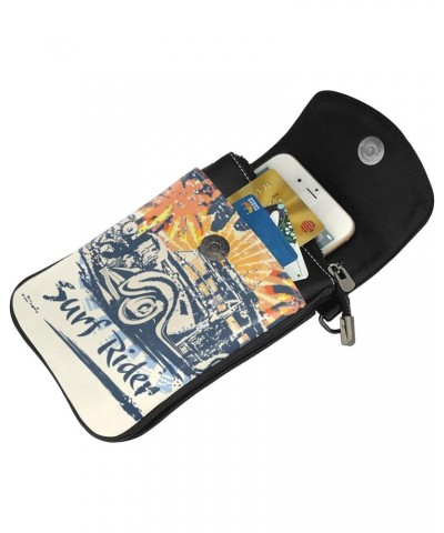 Sun Beach and Retro Woody Car Poster Small Flip Crossbody Bag Cell Phone Pouch for Women Wallet Bag Coin Purse $14.95 Crossbo...