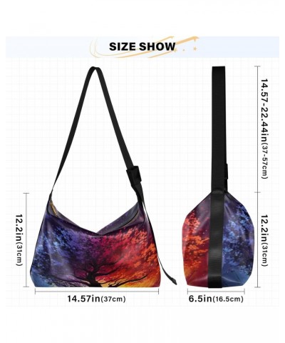 Glowing Tree Hobo Shoulder Bag for Women Men PU Leather Crossbody Bag Slouchy Tote Handbags for Traveling Working Shopping $1...