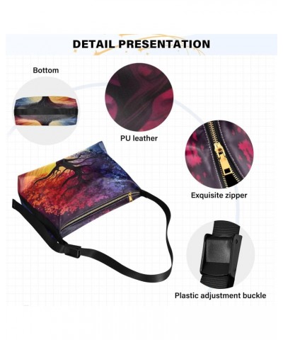 Glowing Tree Hobo Shoulder Bag for Women Men PU Leather Crossbody Bag Slouchy Tote Handbags for Traveling Working Shopping $1...