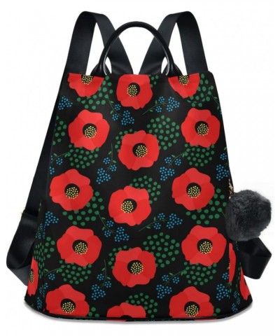 Red Poppies Backpack Purse for Women Anti Theft Fashion Back Pack Shoulder Bag $21.59 Backpacks