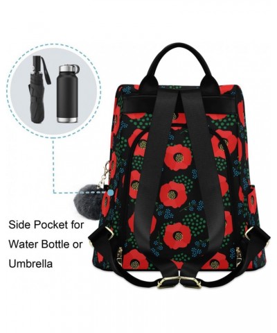 Red Poppies Backpack Purse for Women Anti Theft Fashion Back Pack Shoulder Bag $21.59 Backpacks