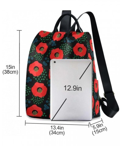 Red Poppies Backpack Purse for Women Anti Theft Fashion Back Pack Shoulder Bag $21.59 Backpacks