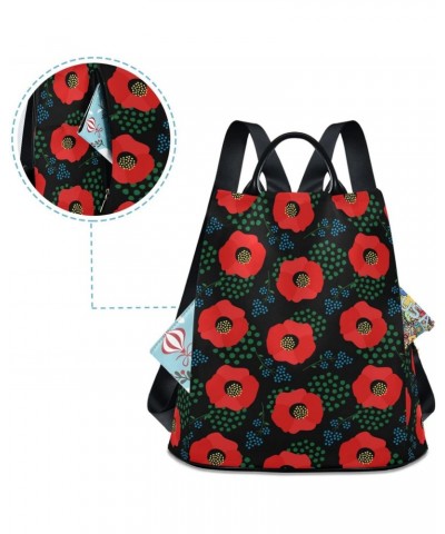 Red Poppies Backpack Purse for Women Anti Theft Fashion Back Pack Shoulder Bag $21.59 Backpacks