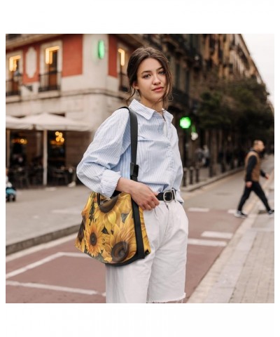 Sunflowers on Jar Shoulder Bags Cute Crossbody Bags Leather Shoulder Bag Leather Bags for Women Sunflowers on Jar $15.53 Totes