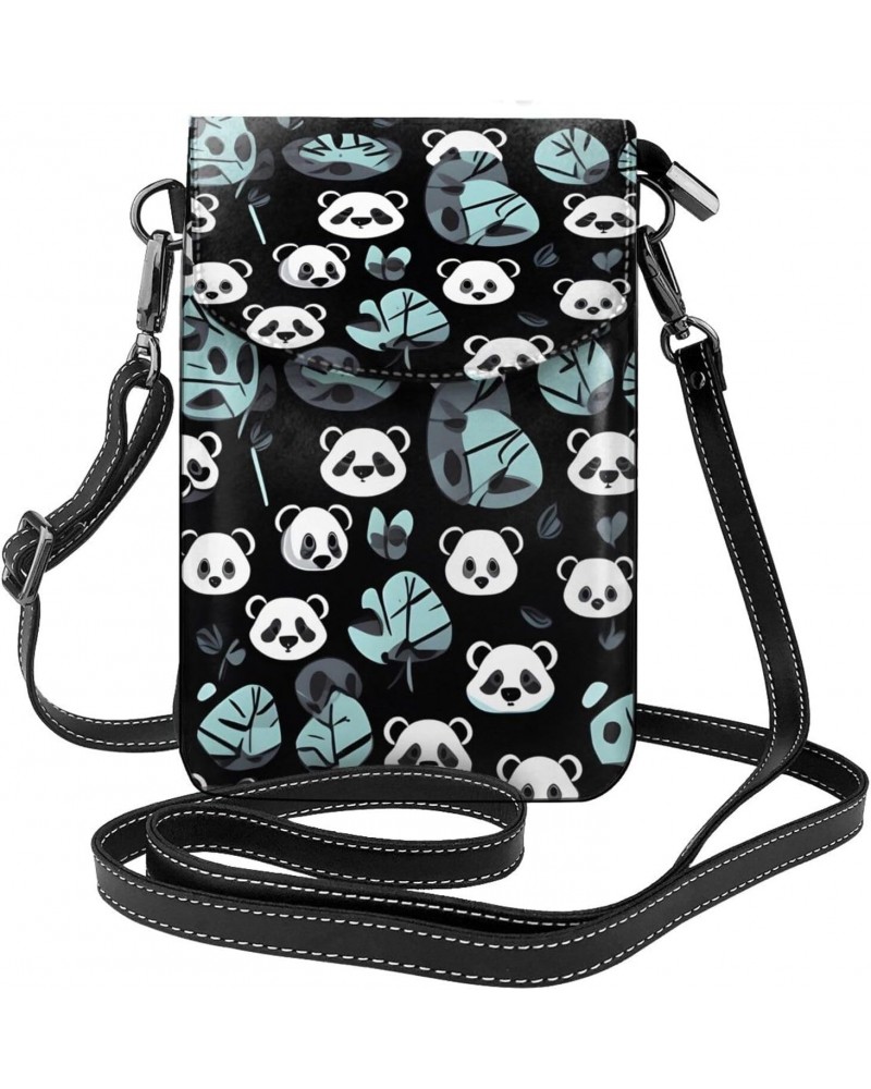 Black And White Panda Face Crossbody, Zippered Cell Phone Wallet With Card Slot, Removable Shoulder Strap, 7.6 X 4.9 Inches $...