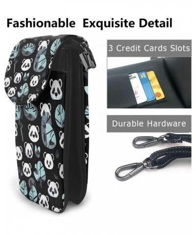 Black And White Panda Face Crossbody, Zippered Cell Phone Wallet With Card Slot, Removable Shoulder Strap, 7.6 X 4.9 Inches $...