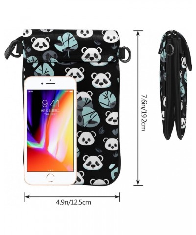 Black And White Panda Face Crossbody, Zippered Cell Phone Wallet With Card Slot, Removable Shoulder Strap, 7.6 X 4.9 Inches $...