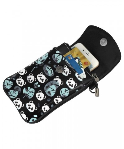 Black And White Panda Face Crossbody, Zippered Cell Phone Wallet With Card Slot, Removable Shoulder Strap, 7.6 X 4.9 Inches $...