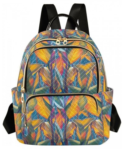 Drawn Exotic Tropical Leaves Women Backpack Purse Shoulder Bag Color Small $16.17 Backpacks