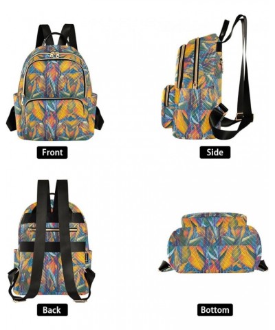 Drawn Exotic Tropical Leaves Women Backpack Purse Shoulder Bag Color Small $16.17 Backpacks