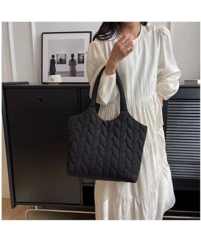 Large Quilted Hobo Bag Women's Padding Down Cotton Shoulder Bag Purse Handbag Armpit Totes Puffer Top Handle Bag Black $16.18...