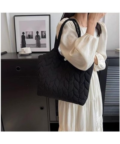 Large Quilted Hobo Bag Women's Padding Down Cotton Shoulder Bag Purse Handbag Armpit Totes Puffer Top Handle Bag Black $16.18...