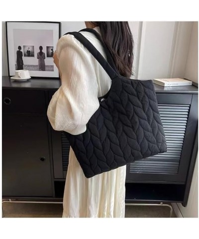 Large Quilted Hobo Bag Women's Padding Down Cotton Shoulder Bag Purse Handbag Armpit Totes Puffer Top Handle Bag Black $16.18...