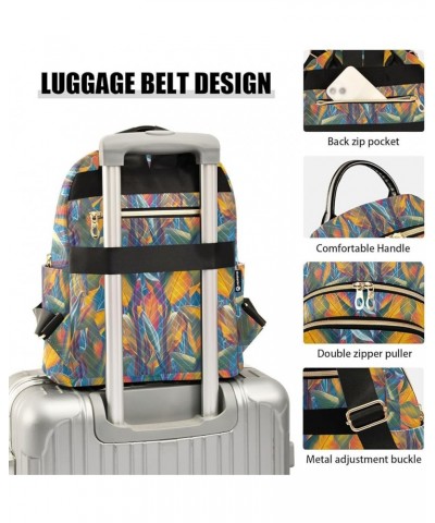 Drawn Exotic Tropical Leaves Women Backpack Purse Shoulder Bag Color Small $16.17 Backpacks