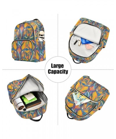 Drawn Exotic Tropical Leaves Women Backpack Purse Shoulder Bag Color Small $16.17 Backpacks