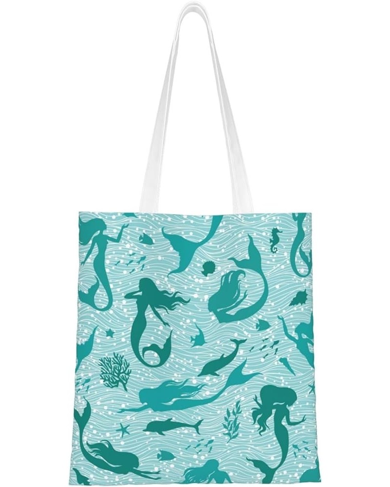 Mermaids Single Shoulder Fashion Canvas Tote Shopping Bags Handbags For Men And Women Mermaids11 $11.13 Totes