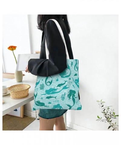 Mermaids Single Shoulder Fashion Canvas Tote Shopping Bags Handbags For Men And Women Mermaids11 $11.13 Totes