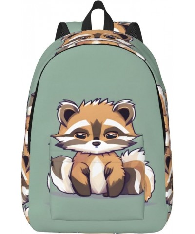 Cartoon Cute Raccoon Print Unisex Canvas Bag Canvas Shoulder Pouch Pack Lightweight Backpack For Woman Lady Black Medium $23....