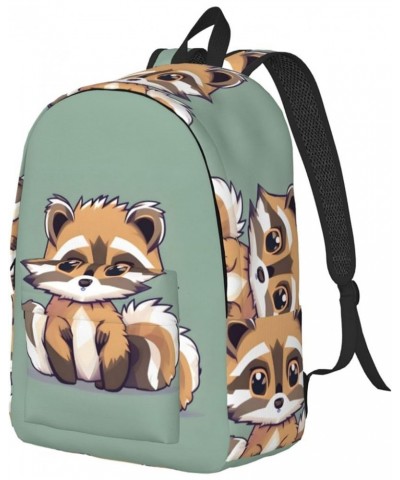 Cartoon Cute Raccoon Print Unisex Canvas Bag Canvas Shoulder Pouch Pack Lightweight Backpack For Woman Lady Black Medium $23....