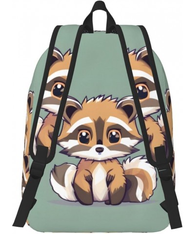 Cartoon Cute Raccoon Print Unisex Canvas Bag Canvas Shoulder Pouch Pack Lightweight Backpack For Woman Lady Black Medium $23....