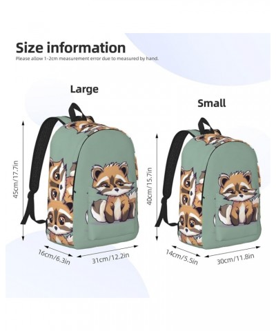 Cartoon Cute Raccoon Print Unisex Canvas Bag Canvas Shoulder Pouch Pack Lightweight Backpack For Woman Lady Black Medium $23....