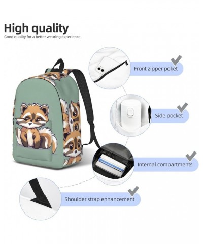 Cartoon Cute Raccoon Print Unisex Canvas Bag Canvas Shoulder Pouch Pack Lightweight Backpack For Woman Lady Black Medium $23....