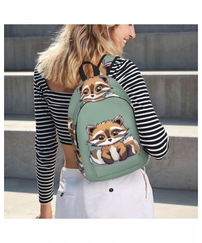 Cartoon Cute Raccoon Print Unisex Canvas Bag Canvas Shoulder Pouch Pack Lightweight Backpack For Woman Lady Black Medium $23....