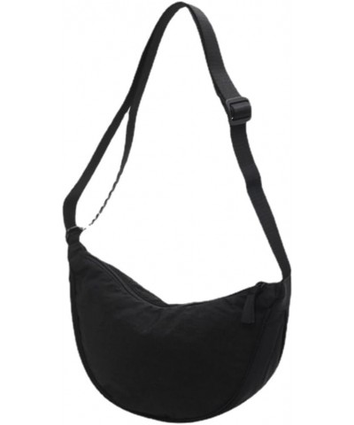 Crossbody Hobo Bag for Women Men Small Nylon Slouchy Purse Round Mini Shoulder Bag Black $11.10 Totes