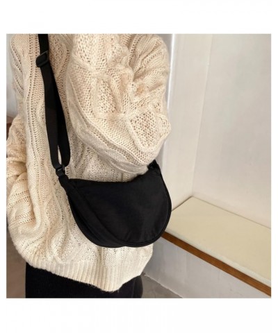 Crossbody Hobo Bag for Women Men Small Nylon Slouchy Purse Round Mini Shoulder Bag Black $11.10 Totes