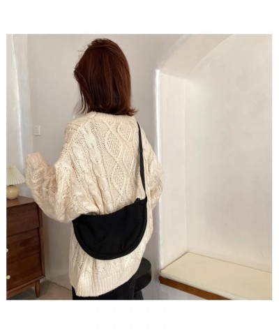 Crossbody Hobo Bag for Women Men Small Nylon Slouchy Purse Round Mini Shoulder Bag Black $11.10 Totes