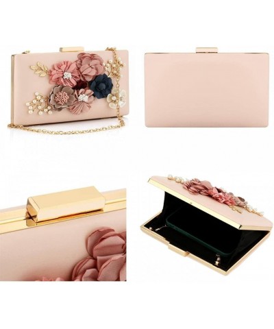 PU Leather Purses and Handbags for Women Floral Beaded Clutch Purse for Wedding Clear Crossbody Bag A-white $10.75 Evening Bags