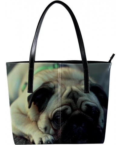 Tote Bags, Large Tote Bag, Tote Bag with Zipper, Pug and Flag, Tote Bags for Women Design 1318 $25.36 Totes