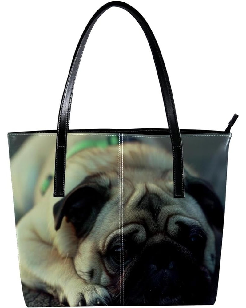 Tote Bags, Large Tote Bag, Tote Bag with Zipper, Pug and Flag, Tote Bags for Women Design 1318 $25.36 Totes