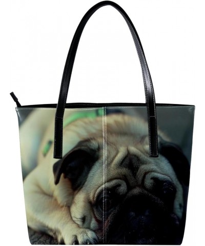 Tote Bags, Large Tote Bag, Tote Bag with Zipper, Pug and Flag, Tote Bags for Women Design 1318 $25.36 Totes