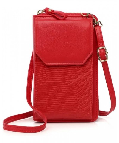 Women's Mobile Phone Bag Vertical Zipper Purse Everything Diagonal Span One Shoulder Bag Red $8.83 Handbags