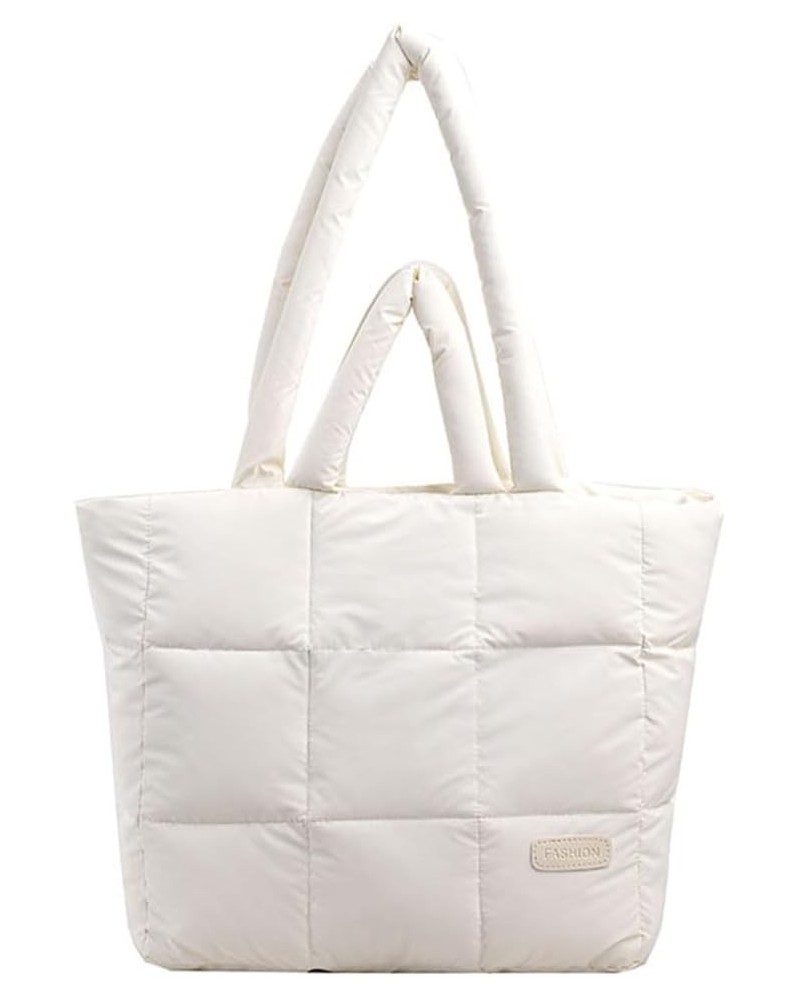 Puffer Tote Bag for Women, Quilted Cotton Padd signer, nter n Padd Shoulr Bag th Adjustable Strap-Blk Section G-white $12.30 ...