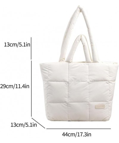 Puffer Tote Bag for Women, Quilted Cotton Padd signer, nter n Padd Shoulr Bag th Adjustable Strap-Blk Section G-white $12.30 ...