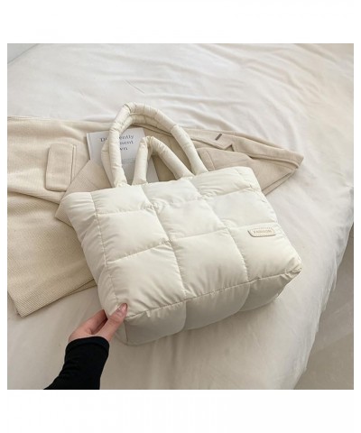 Puffer Tote Bag for Women, Quilted Cotton Padd signer, nter n Padd Shoulr Bag th Adjustable Strap-Blk Section G-white $12.30 ...