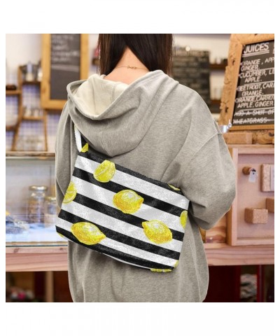 Plush Underarm Bag Women's Tote Handbags Ladies Fluffy Purse Shoulder Bag for Winter Watercolor Lemons $11.96 Totes