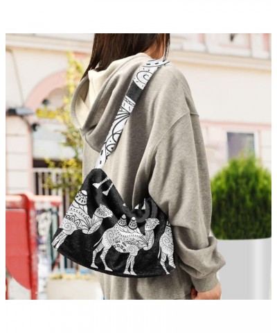 Women Boho Handbag Little Cute Panda Pink Cute Panda Vivid Panda Pink Heart Panda Cute Camel Floral Mandala Underarm Bag Tote...