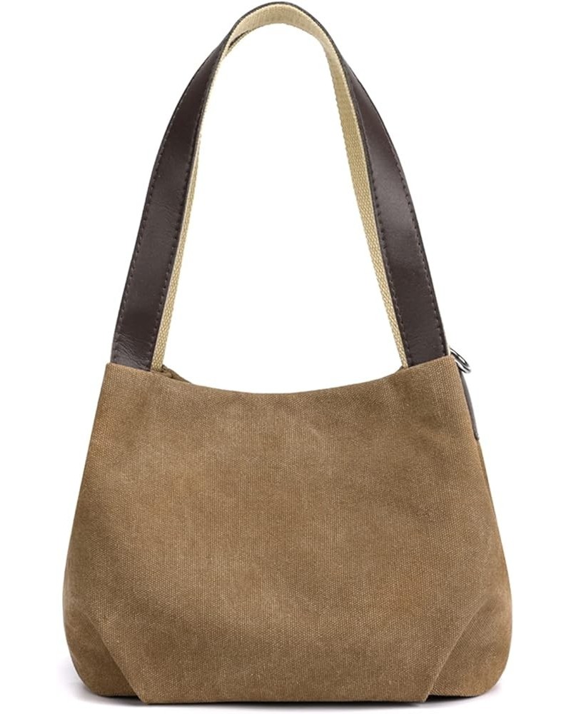 Women Underarm Bag Canvas Handbag Ladies Top Handle Bag Casual Clutch Tote Bag Brown $30.19 Totes