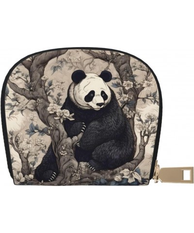 Card Wallet Ink Branch Panda Leather Small Wallet Travel Wallet Slim With Zipper Credit Card Holder For Women Gift Accordion ...